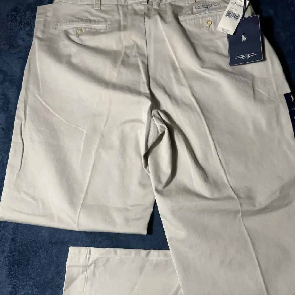 Polo Ralph Lauren Men's Andrew Pant Classic Fit Pleated Chino Pants Size 36x32